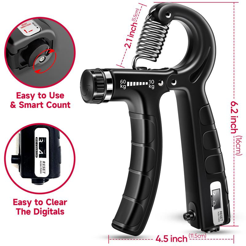 Fitbeast Counting Hand Grip Strengthener Workout Kit (5 Pack), 2 Forearm Grip Adjustable Resistance Hand Gripper, Finger Stretcher, Grip Ring & Stress Relief Grip Ball for Athletes #Outdoorfun